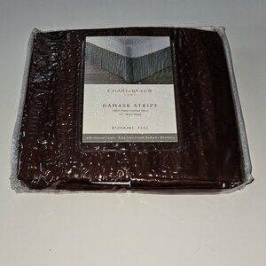 NEW Charter Club Damask Stripe 100% Pima Cotton Skirt Bedskirt Full Burgundy